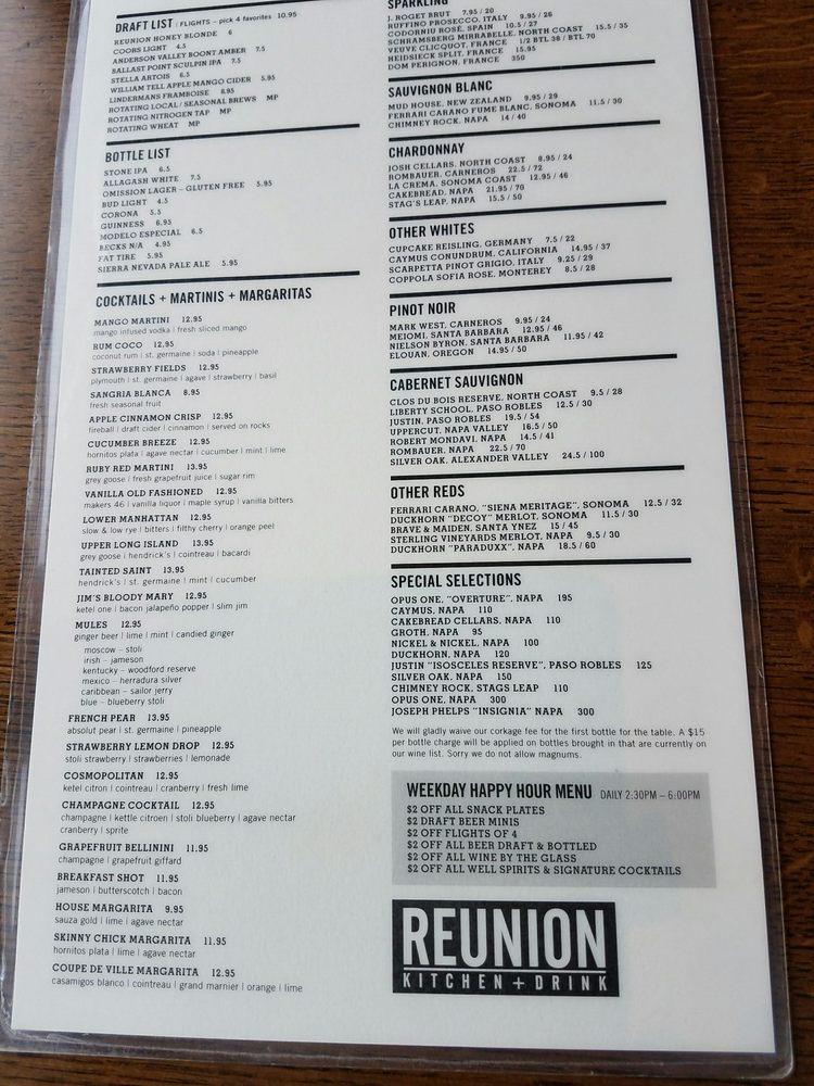 Menu At Reunion Kitchen Drink Pub Bar Laguna Beach   R29b Reunion Kitchen Drink Menu 