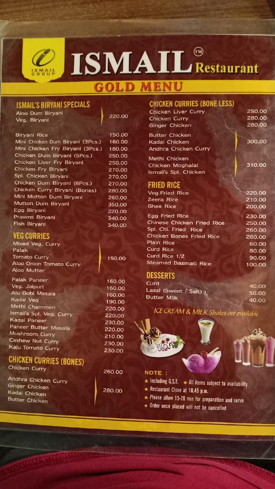 Menu at Ismail Restaurant, Ongole, 37116831