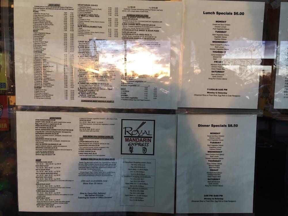 Menu at Royal Mandarin Express restaurant, Terre Haute, 11 Meadows