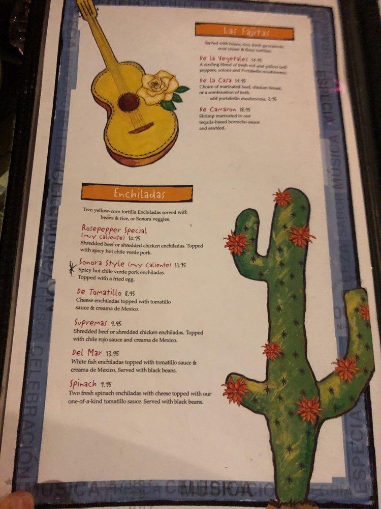 Menu at Rosepepper Cantina restaurant, Nashville