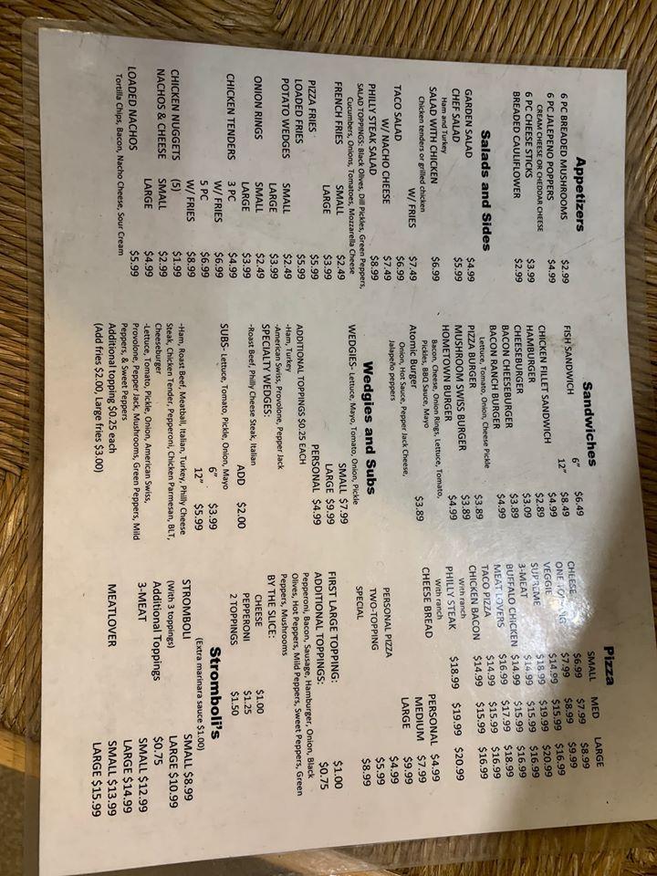 Menu at Salisbury Hometown Pizza pizzeria, Salisbury