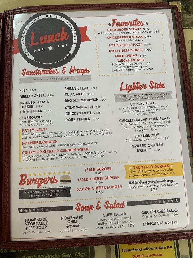 Menu at Stacy's Restaurant, Junction City