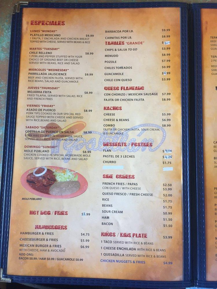 Menu at Taqueria Tepatitlan 9 restaurant, Houston, Kempwood Dr