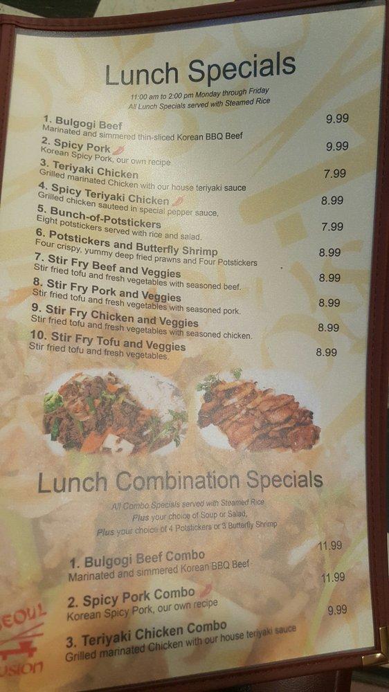 Menu at Seoul Fusion Korean Restaurant, Kennewick WA, Kennewick