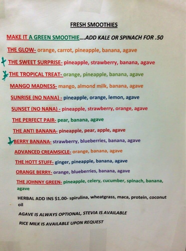 Menu at Johnny's Garden & Juice Bar, Sumter