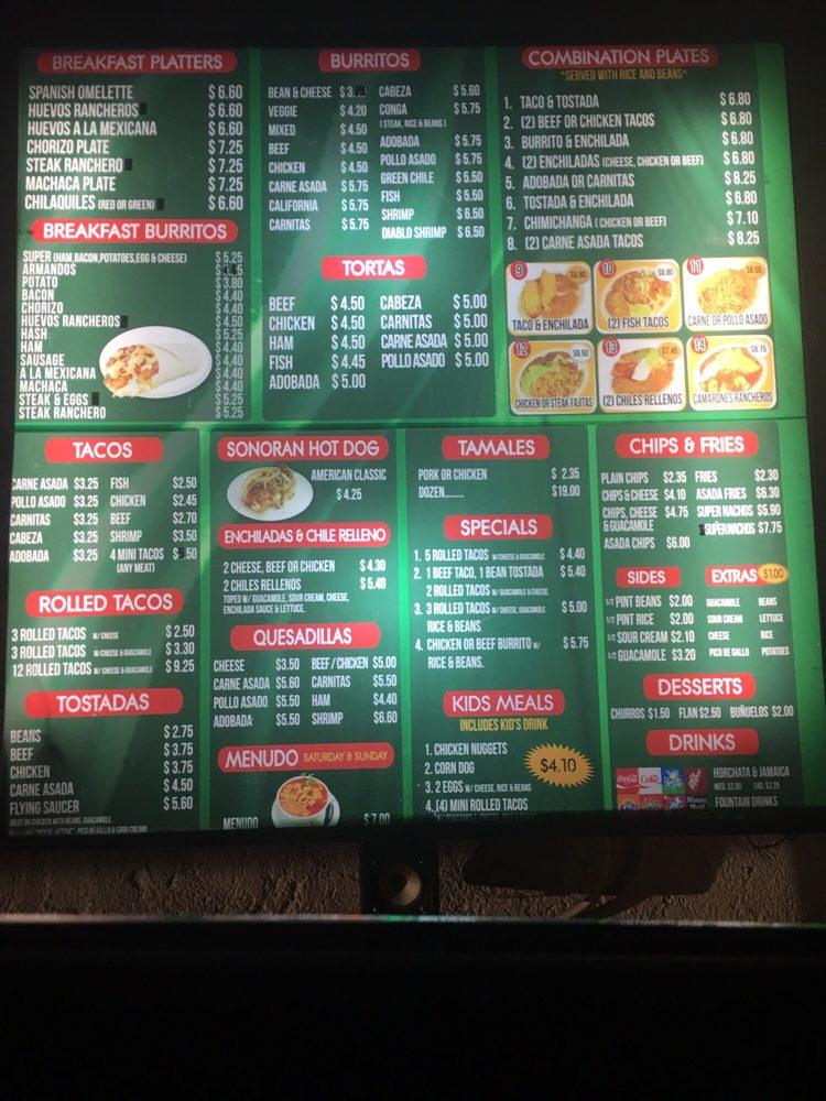 Menu at Super Oscars Mexican Food restaurant, Phoenix
