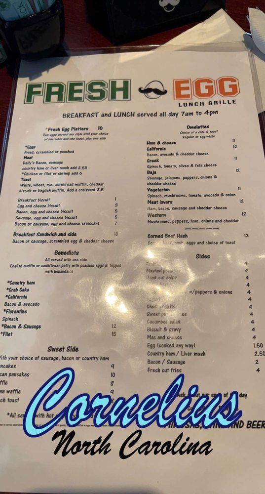 Menu at The Fresh Egg restaurant, Cornelius