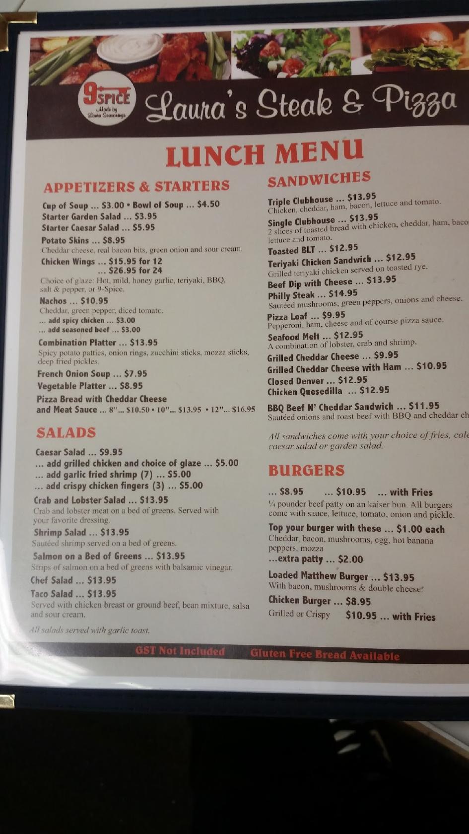 Menu at Laura's Steakhouse, Barrhead