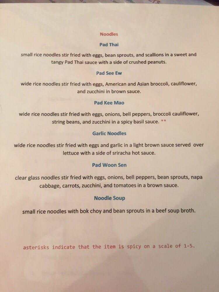 Menu at Sila Thai Restaurant, Rock Hill