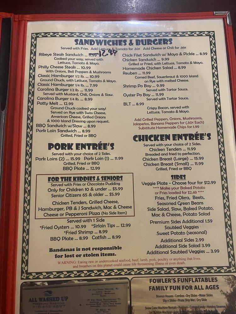 Menu at Bandanas American Grill steakhouse, Burgaw, 602 US117 Unit I