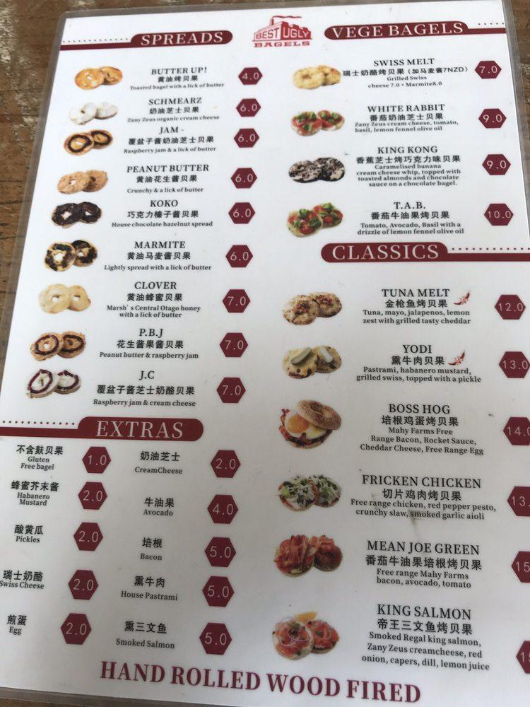 Menu at Best Ugly Bagels cafe, Wellington, 5 Swan Ln