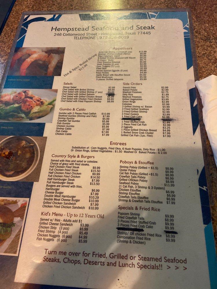Menu at Hempstead Seafood Restaurant & Stk, Hempstead