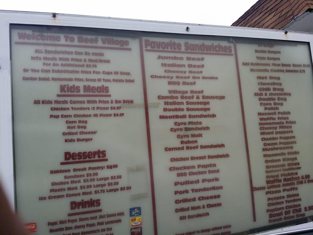 Menu at Beef Village restaurant, Woodstock