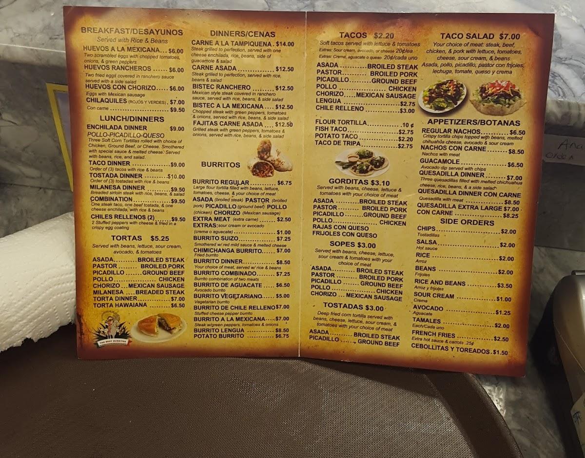 Menu at Tequila Mexican Restaurant, Burbank, W 79th St