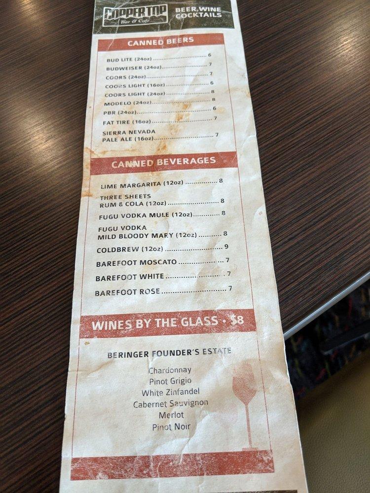 Menu at Coppertop Bar & Café, Breckenridge, 620 Village Rd 3
