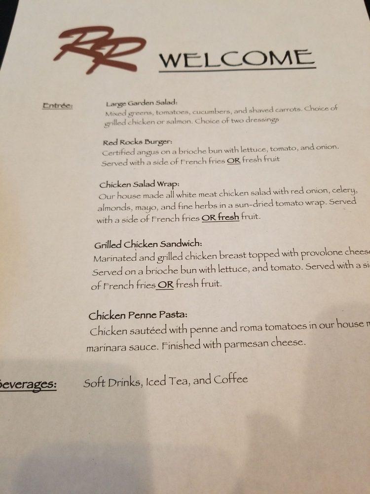 Menu at Red Rocks Cafe Red Stone, Indian Land