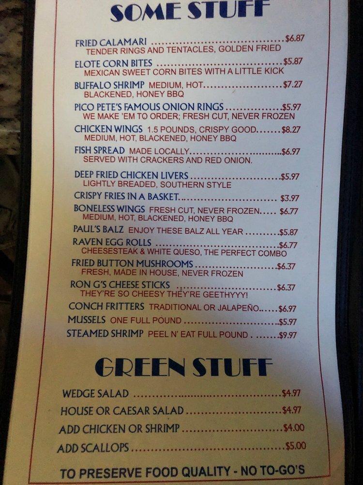 Menu at The Joint St. Pete pub & bar, Saint Petersburg