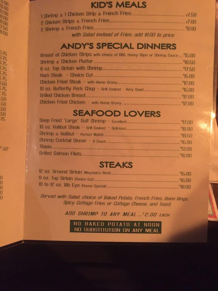 Menu at Andy's D3 Grill & Bar, Wellington