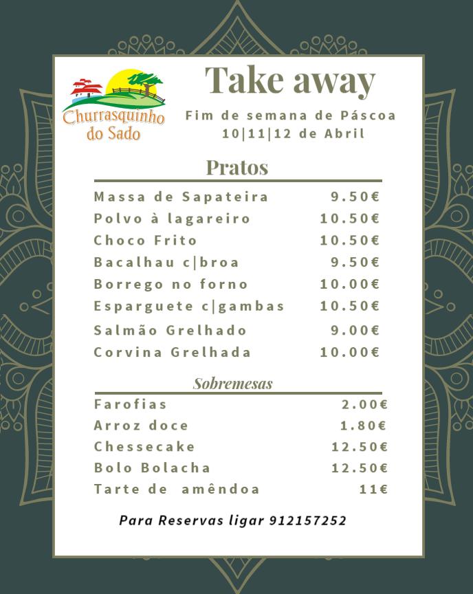 Menu At Churrasquinho Do Sado Restaurant Set Bal Municipality