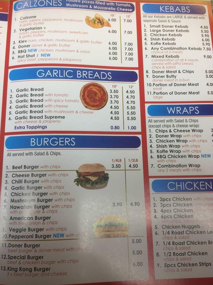 Menu at Pizza Place Gilberdyke pizzeria, Gilberdyke