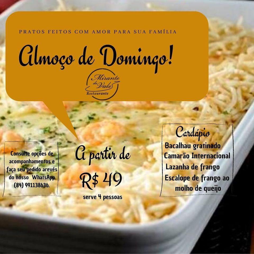 Restaurante Mirante do Vale cardápio