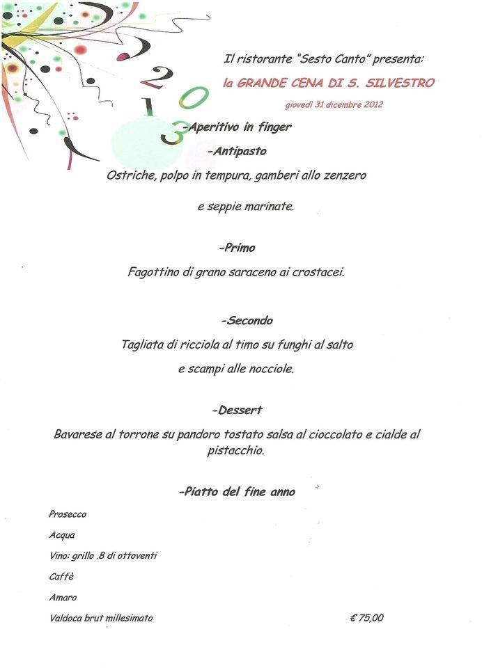 Menu at Sesto Canto restaurant, Palermo