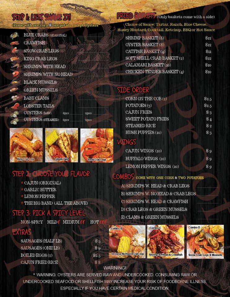 Menu at Raleigh Crab House restaurant, Raleigh