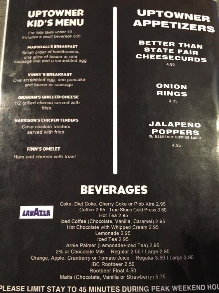 Menu at The Uptowner Cafe on Grand, Saint Paul