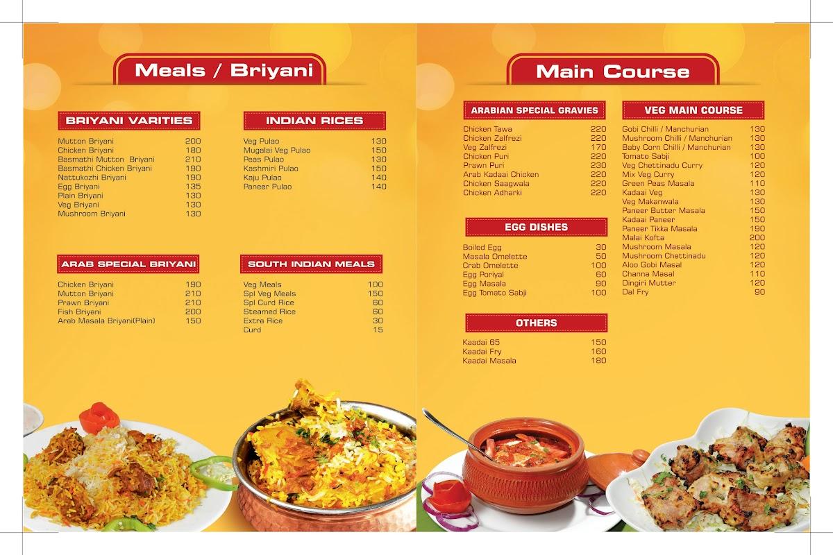 Menu at Arab Spice Restaurant, Tiruchirappalli, 5