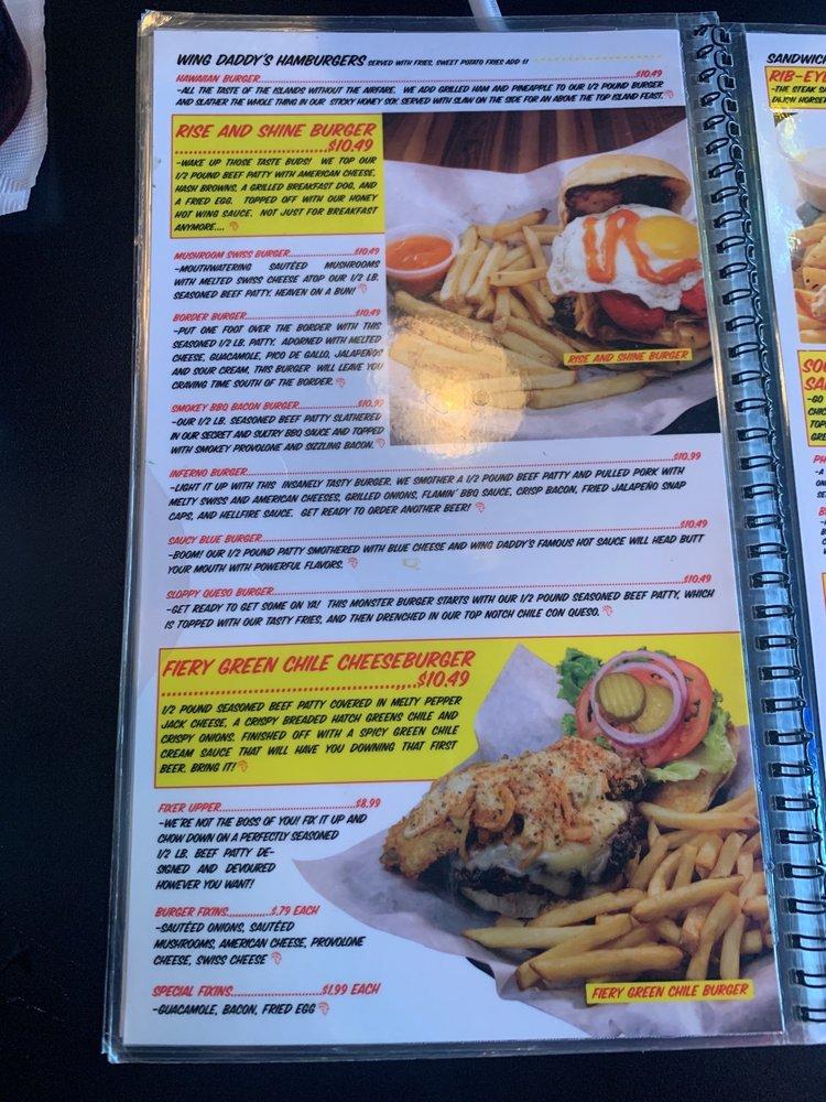 Menu at Wing Daddy's Sauce House restaurant, Little Elm