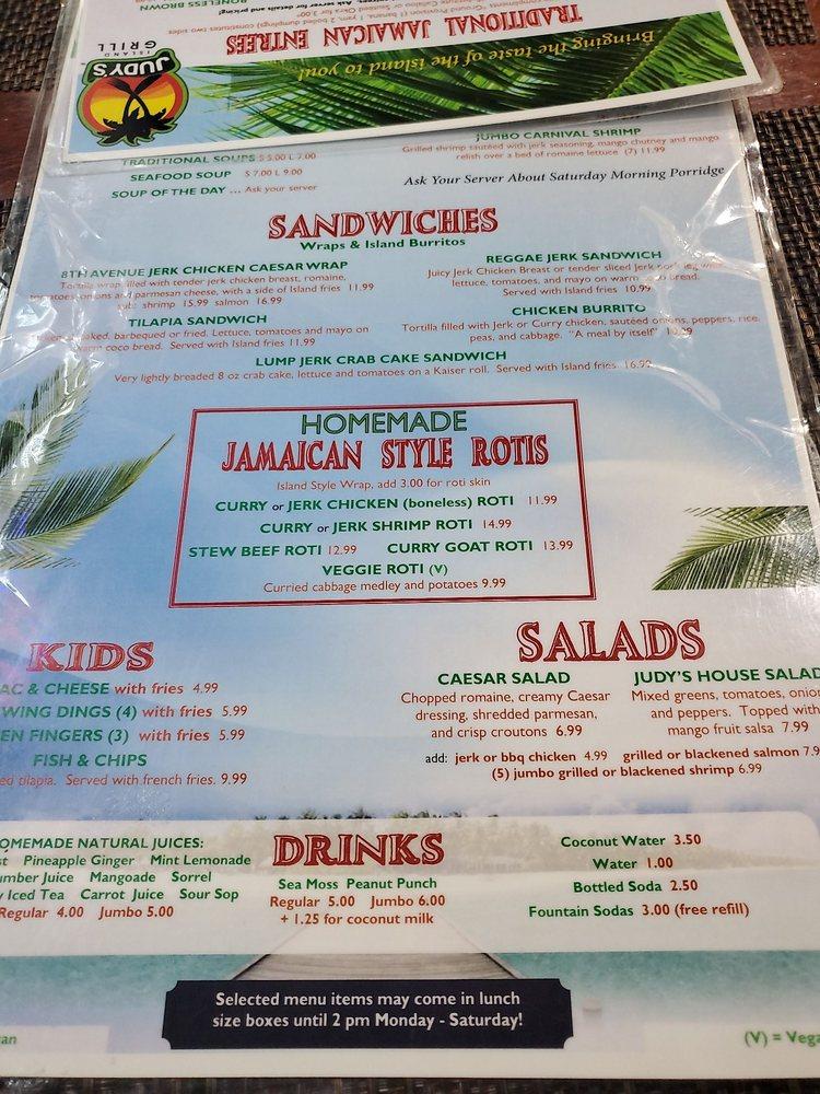 Menu at Judy's Island Grill II pub & bar, Glen Burnie, 800 Crain Hwy N