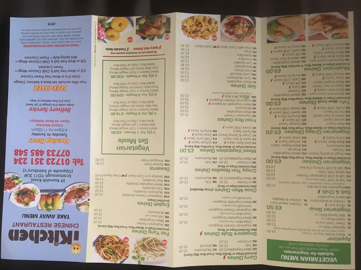 Menu at Ikitchen Chinese restaurant, Scarborough