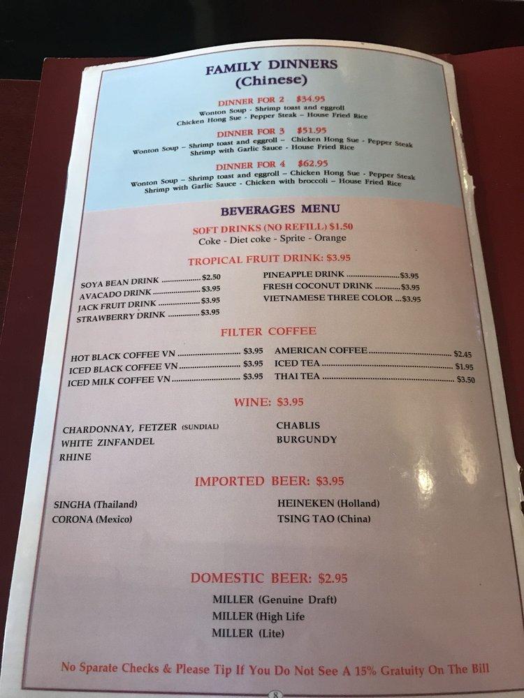 Menu at Phan's Garden Restaurant, Milwaukee