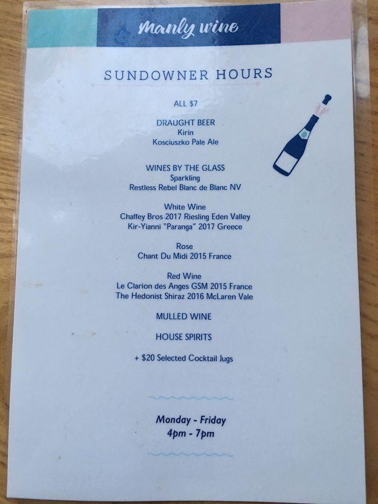 Menu at Manly Wine pub & bar, Manly
