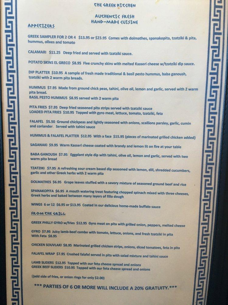 Menu at The Greek Kitchen restaurant, Kirkwood, 343 S Kirkwood Rd 101