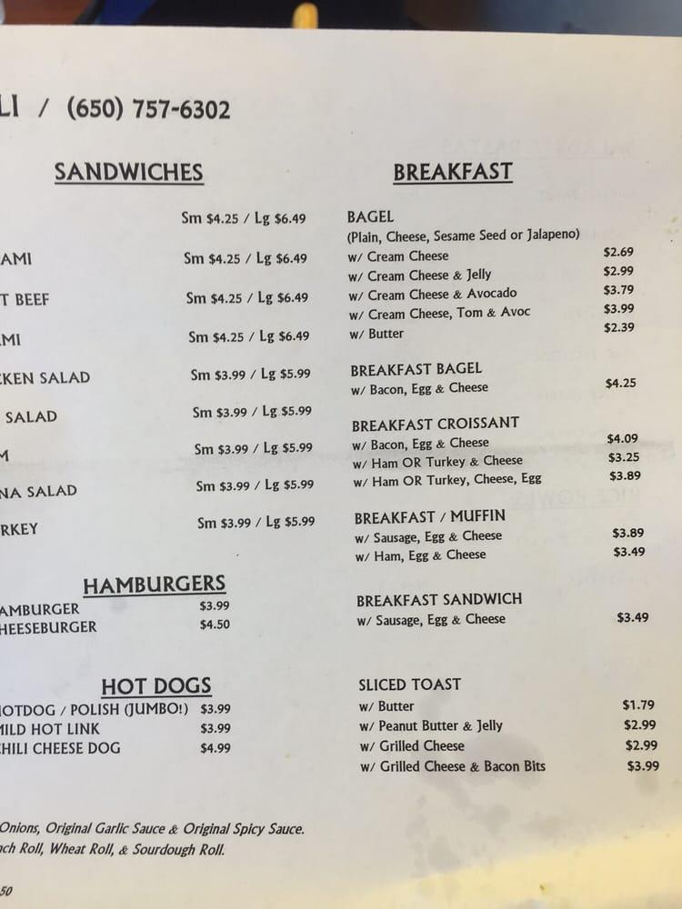 Menu at Yumi Deli, Daly City