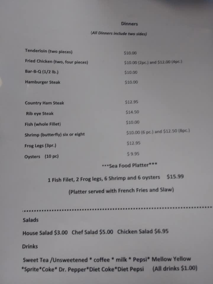Menu at Granny's Kitchen restaurant, White Bluff, Highway 47 N