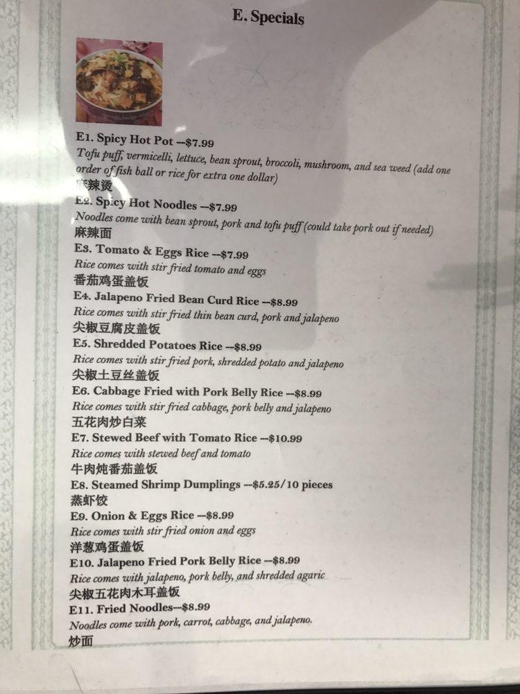 Menu at China Pasta House restaurant, Tucson