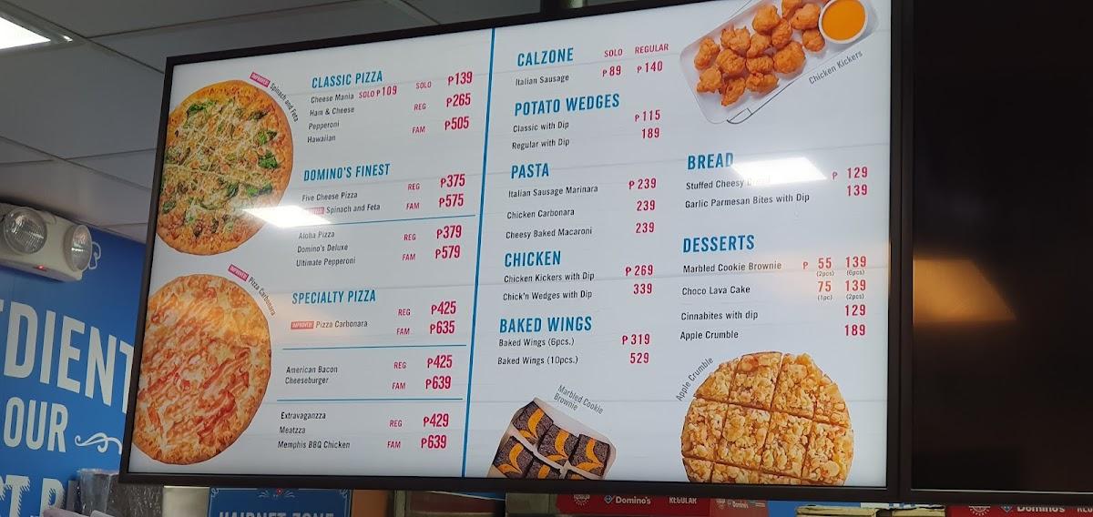 Menu at Domino's Pizza Olongapo pizzeria, Subic Bay Freeport Zone