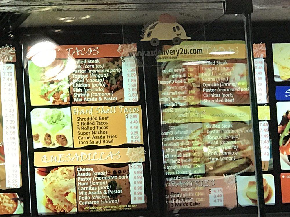 Menu at Taquitos Jalisco restaurant, Mesa, W Broadway Rd