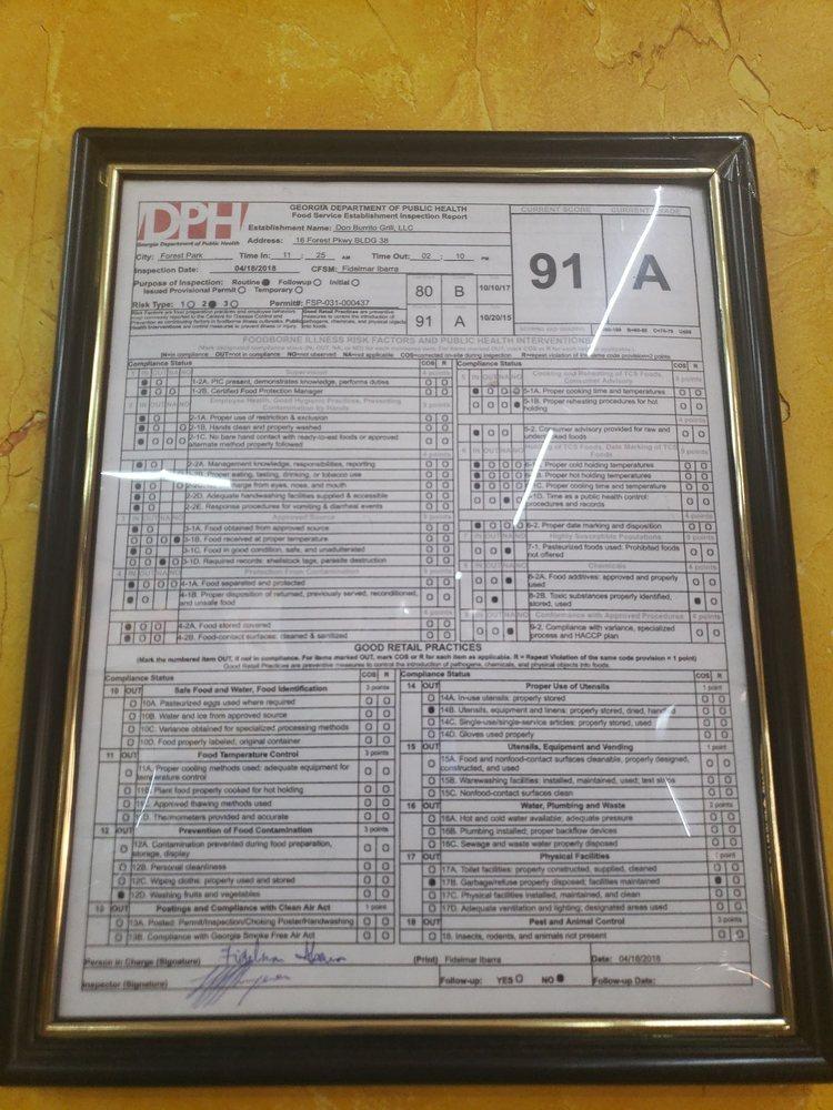 Menu at Don Burrito Grill restaurant, Forest Park