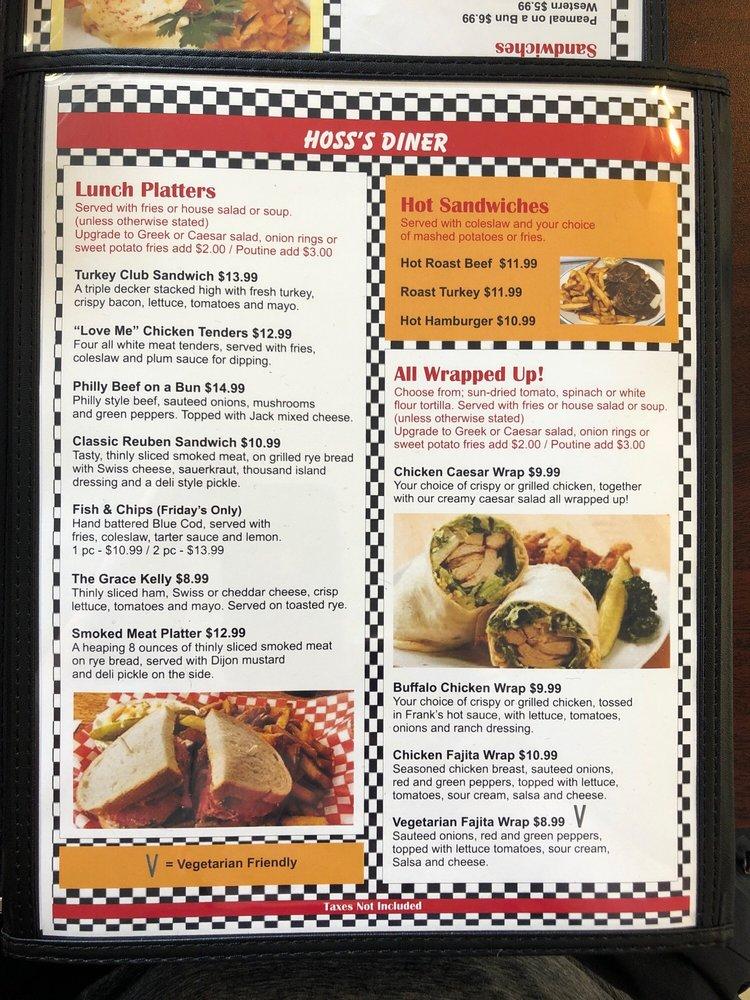 Menu At Hoss S Diner Restaurant Quinte West   R2ac Menu HOSSS DINER OPEN From 11am To 7pm FOR TAKE OUT OUTDOOR And INDOOR DINING Thursday 11 Am To 7pm And Friday Night CRUISE NIGHT From 5pm To 9pm NOW Serving Breakfast On Weekends Saturday And Sunday From  2021 09 