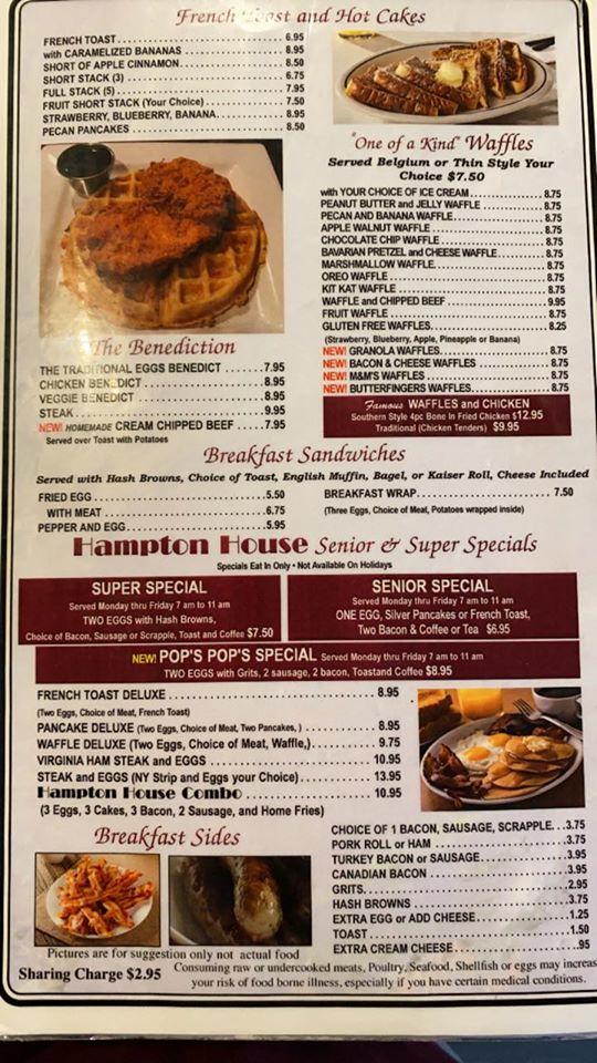 Menu at Hampton House Waffles & Eatery restaurant, FeastervilleTrevose
