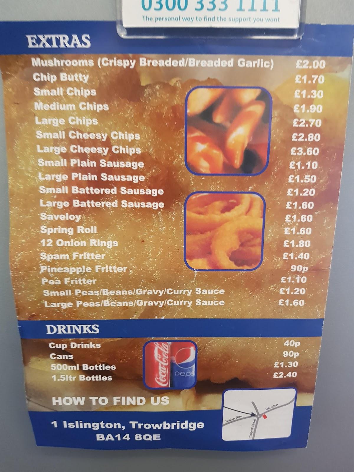 Menu at Star Fish Bar, Trowbridge