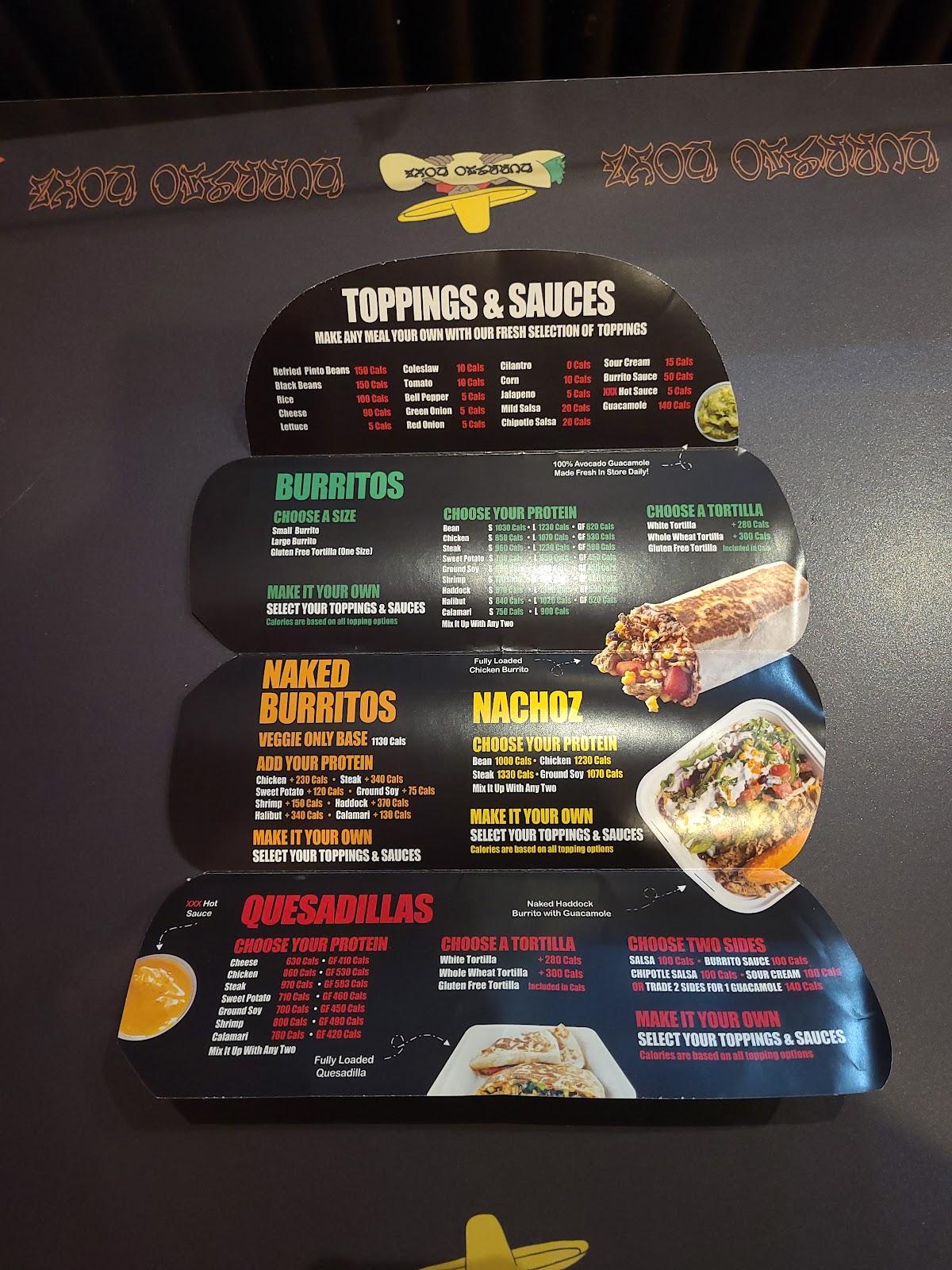 Burrito boyz deals menu