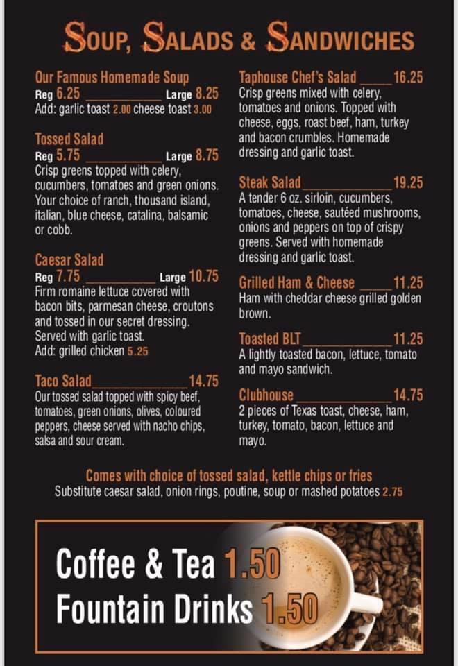 Menu at Oilmen's Taphouse & Grill pub & bar, Taber