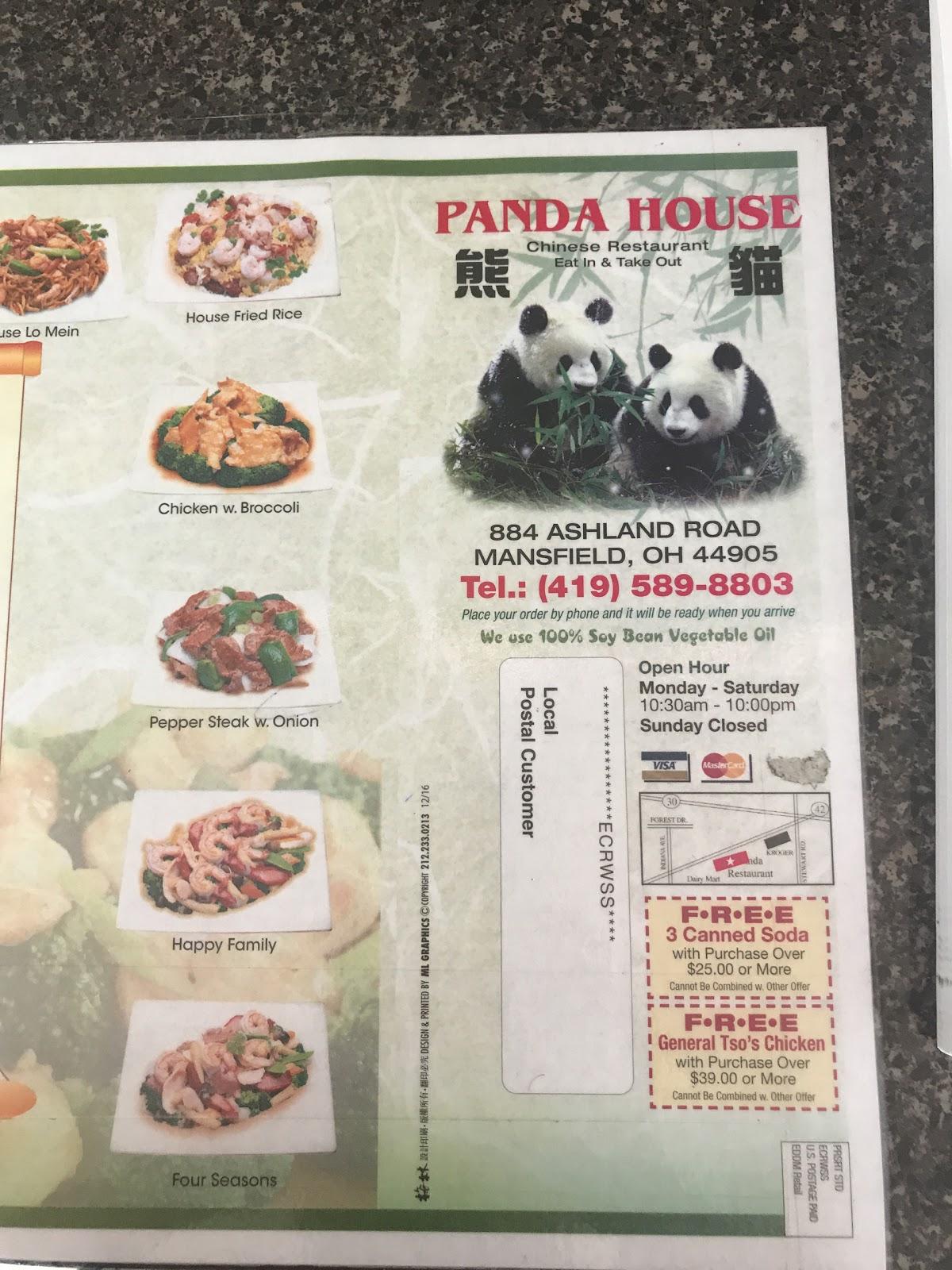 Menu at Panda House restaurant, Mansfield