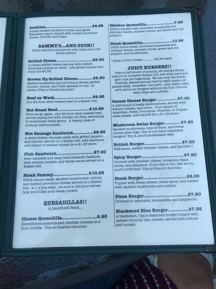 Menu at Corner Bar & Restaurant, Bradford, 42 Mechanic St