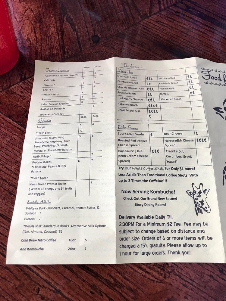 Menu at Food For the Soul cafe, Kalispell