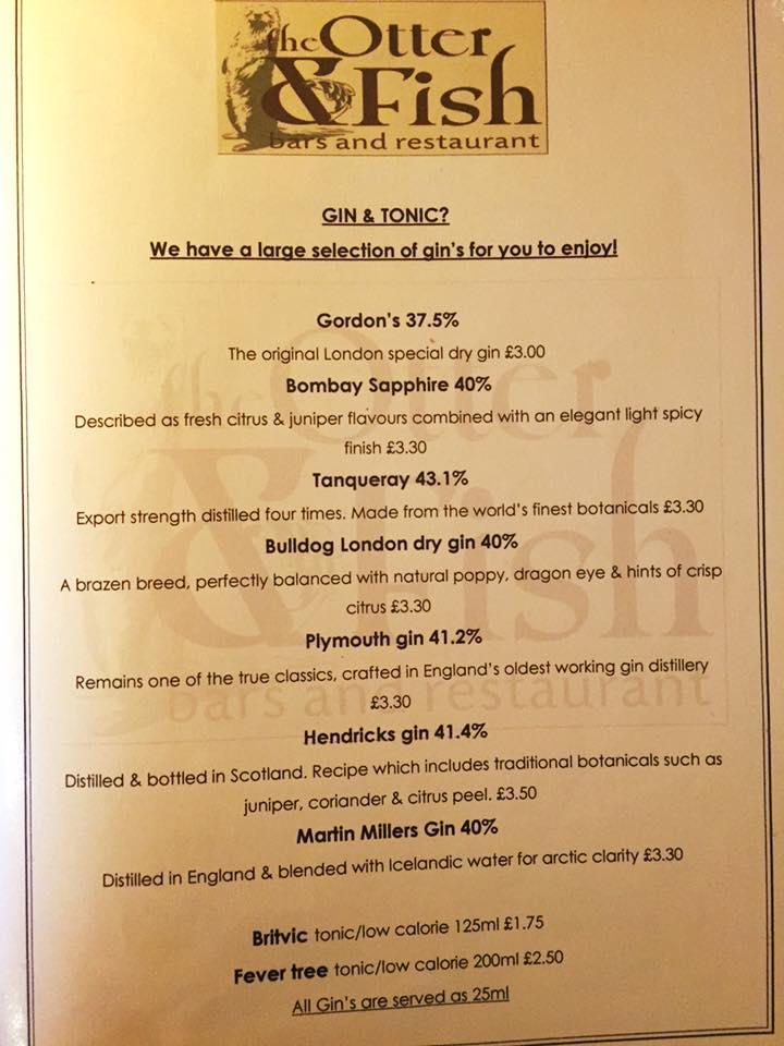 Menu at The Otter And Fish pub & bar, Darlington